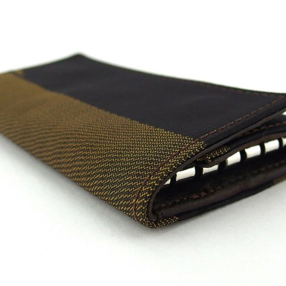 Authentic FENDI key case pecan beige canvas  ~ leather - Picture 2 of 8